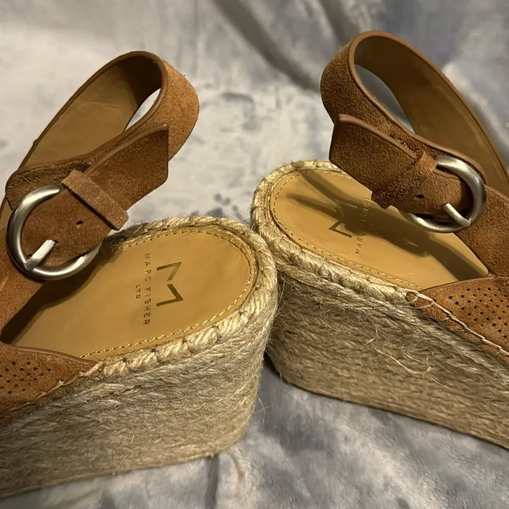 Marc Fisher Mlandela Suede and Raffia Platforms